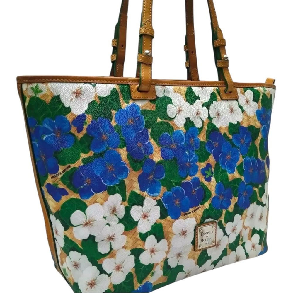 Dooney & Bourke Floral Double Handles Large Tote Shoulder Bag EUC - Picture 1 of 13